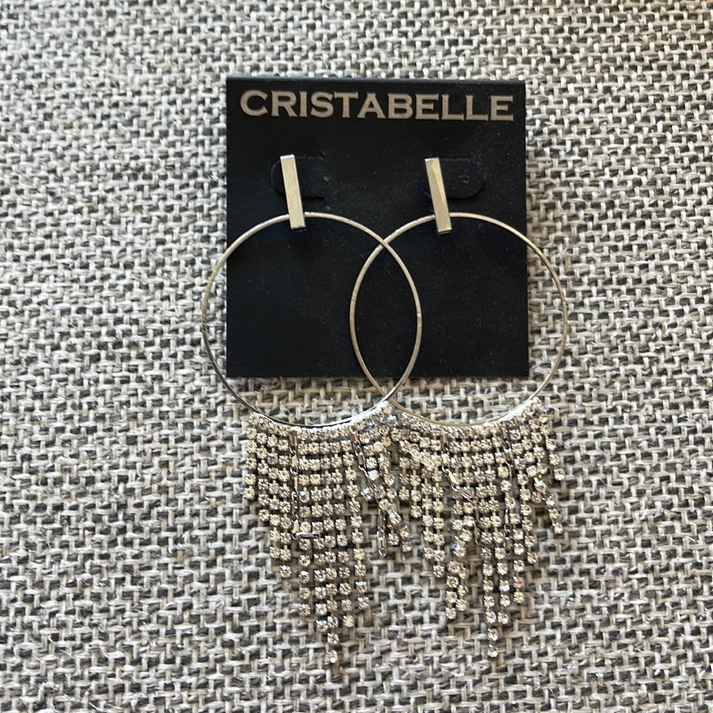 Medium hoop and crystal earrings